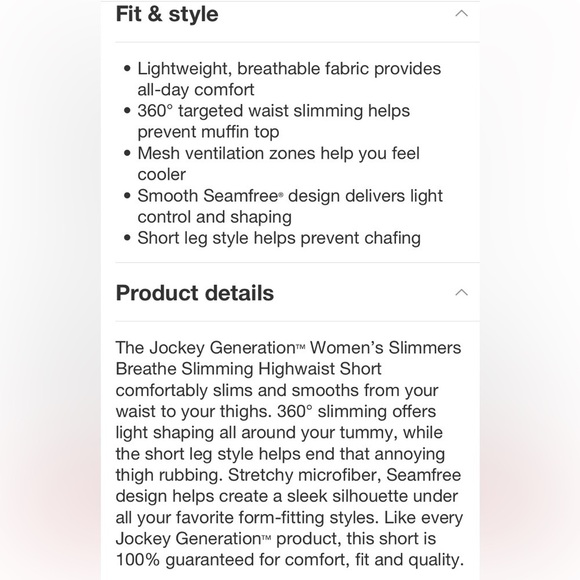 Jockey Generation Slimming
High-Waist Shorts Tummy Control, Light Compression - Picture 3 of 4